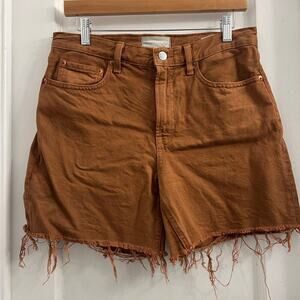 Everlane The Denim Short in Organic Cotton Brown Tan Raw Hem, 27